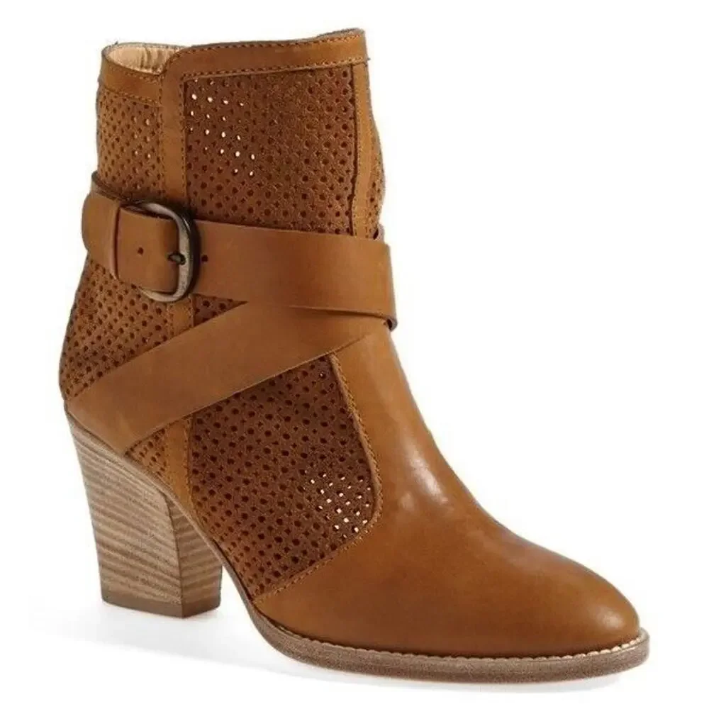 Aquatalia by Marvin K Brown Suede Fawn Ankle Boots Size 6.5 NIB Women's $495 Sz